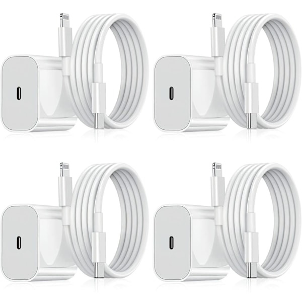 iPhone-laturi - Pikalaturi - Adapteri + Kaapeli 20W USB-C Valkoinen 4-pakkaus iPhone (NT) 4-pakkaus iPhone 4-Pack iPhone