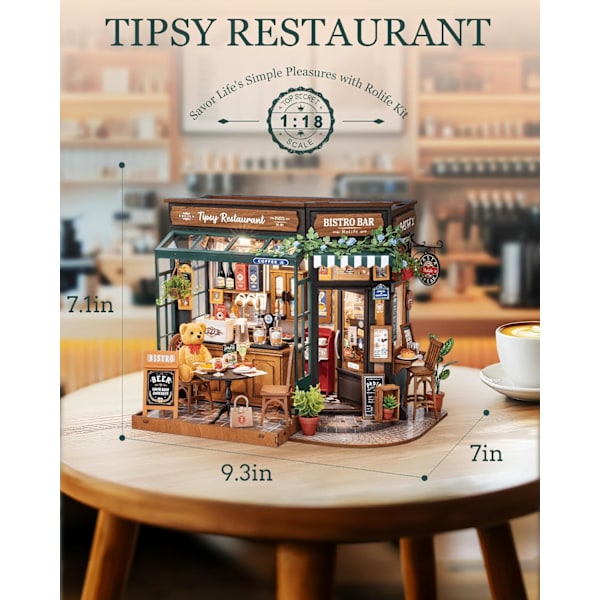 Miniatyrhusbyggsats Tipsy Restaurant - Modellbyggsatser Miniatyrdockhusbyggsats för Vuxna Minihus Hem Skrivbord Bokhylla Dekorationsidé