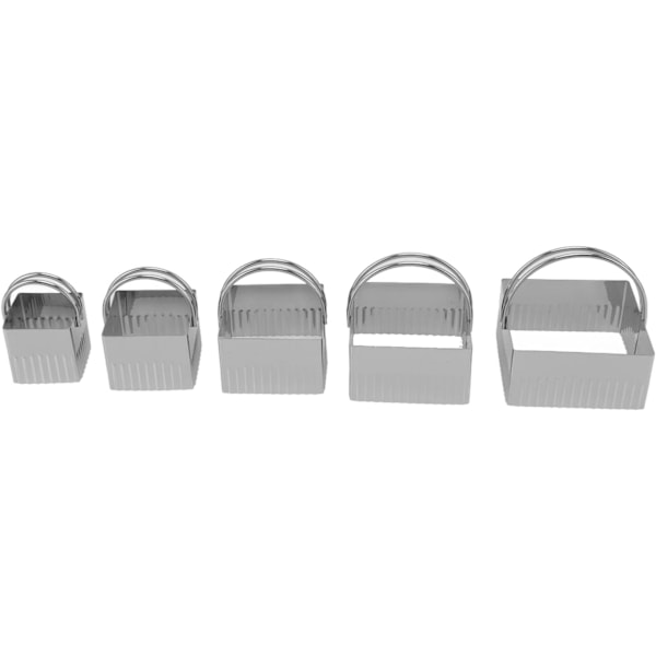 5-delt Kakeformsett i rustfritt stål for baking, matlaging og helger, for delikate minikaker (firkantet)