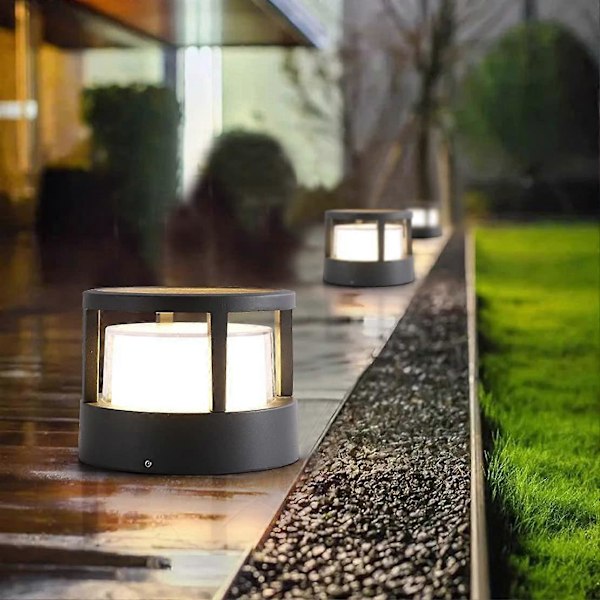 LED Ulkokäyttöön Tarkoitettu Puutarhapylväsvalaisin, IP65-Suunniteltu Sisäseinävalaisin, Alumiininen Kattovalaisin Terassille, Ulkopuutarhavalaisin Poluille, 3000K Lämmin Valkoinen