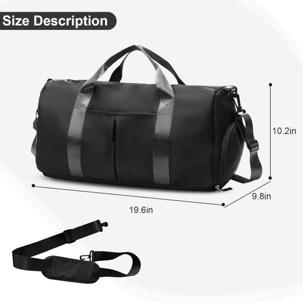 Sport Gym Bag med våt ficka och skofack black