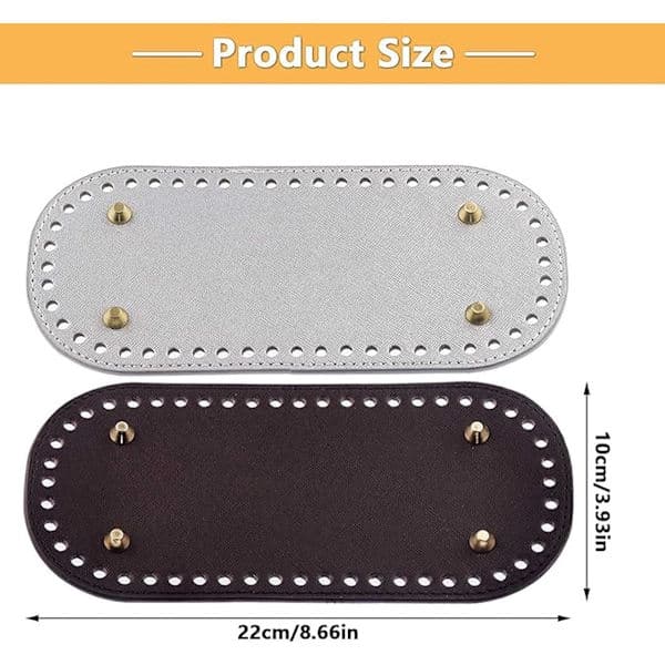 Virka Väska Bas 4 Delar Oval PU Läder 22x10 Cm Virkad Oval PU Väska Bas Med Hål DIY Tillbehör för Virkade Väskor Handväskor Axelväskor