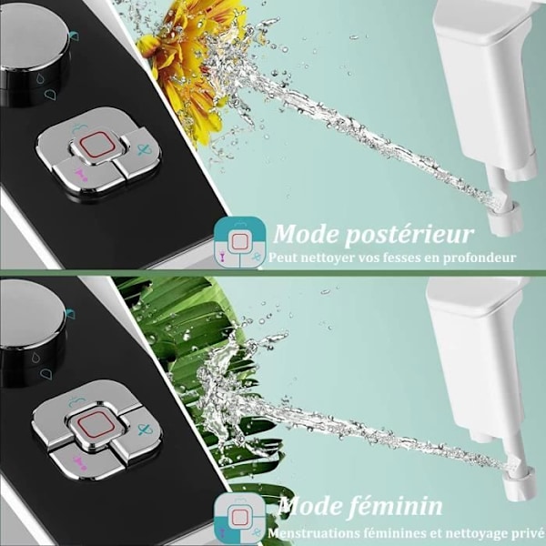 Ikke-elektrisk bidet-sprøjte med selvrensende dobbelte indtrækkelige dyser - Justerbar trykknap til koldt vand - Sort