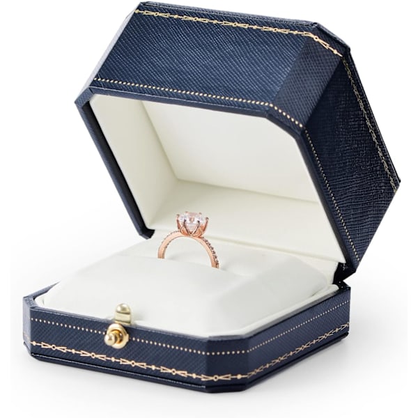 Ringæske PU Læder Elegant Ring Organizer Æske til Forlovelse Bryllup Fødselsdag Jul