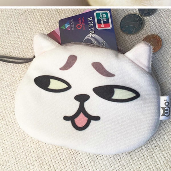 Söt Kattansikte Uttryck Myntbörs Liten Plånbok Dragkedja Hörlurs Pengapåse för Små Saker för Resor och Vardagsbruk two cake cat