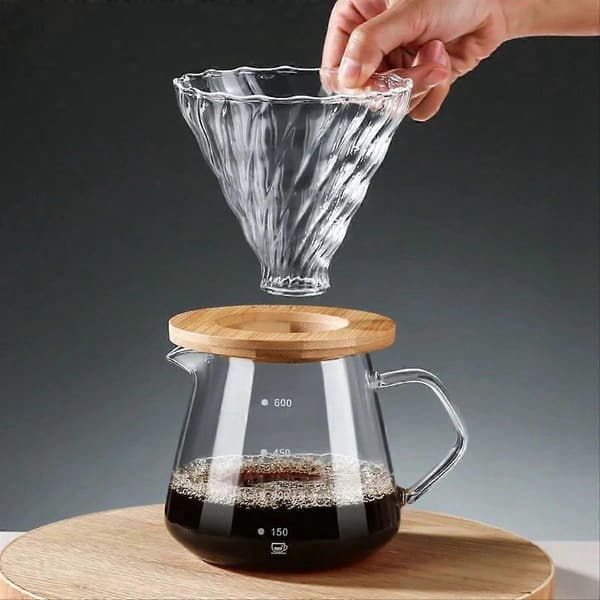 Pour Over Kaffebryggare Set, Glaskanna Kaffe, 300 ml
