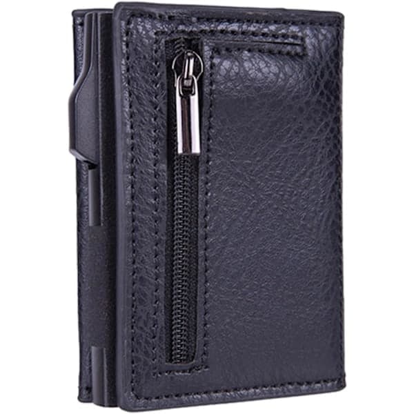 Herre pung med automatisk pop-up kortholder, kortholder lychee mønster sort