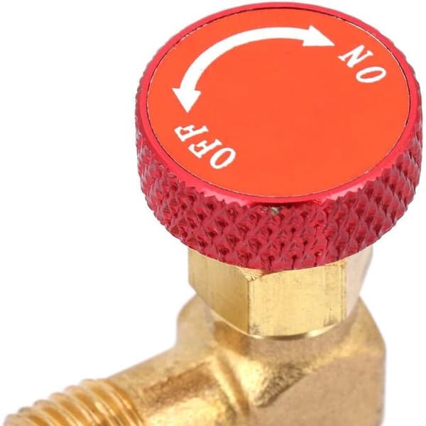 Strømningsreguleringsventil, R410A kjølemiddelpåfyllingsventil 1/4\" - 5/16\" messingadapter strømningsregulator kuleventil for kjølemiddelpåfyllingsslange