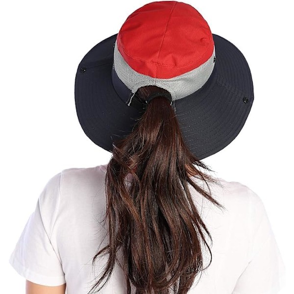 Sommerhat til kvinder med bred skygge, mesh-kasket, udendørs fiskehatte, UV-beskyttelse, strandhat til kvinder Rojo