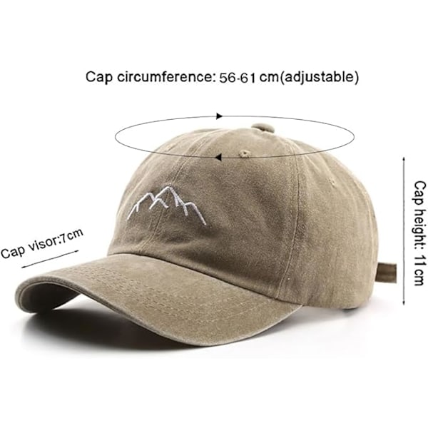 Miesten Retro Baseball -lippis Vuorenhuippu Kirjailtu Retro Baseball -lippis Naisten Pesty Puuvilla Urheilulippis Säädettävä Neutraali Khaki