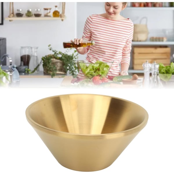 Guld Dobbeltlags Metal Dekorativ Salatskål til Køkkenforberedelse, til Middagsselskaber (14 cm)