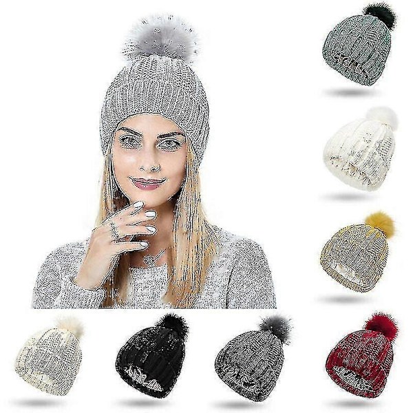 Unisex Stretch Satin Strikket Hue Fe Uld Varm Beanie Hue Huer Wine Red
