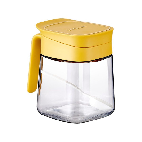 Kryddburk i glas 300 ml Kryddburk Kryddbehållare med sked Genomskinlig glas kryddbehållare för sockerpeppar för köksbänk
