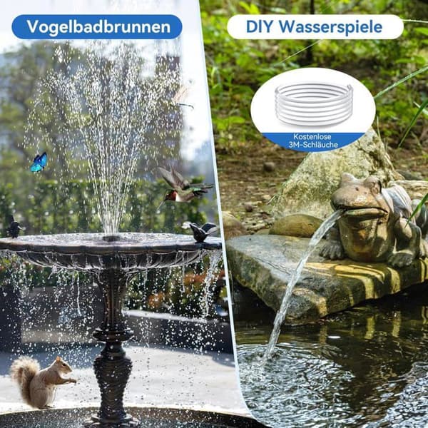 Udendørs solfontæne, 6,5W, solcelledamspumpe, med forbedret tørløbsbeskyttelse og dobbelte dyser