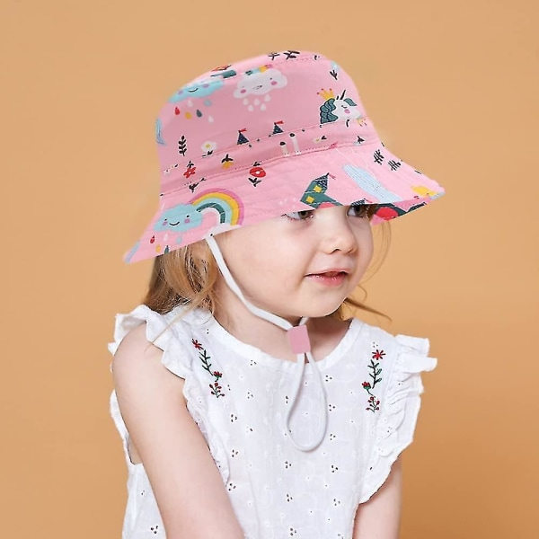 Barn Hink Hat Justerbar Solhatter Andningsbar Strandhatt För Pojkar Flickor_ll 12-24 Månader Pink Unicorn