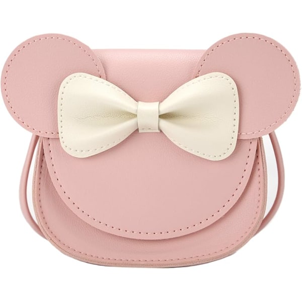 Liten Museøre Sløyfe Crossbody Veske, PU Skulderveske Håndveske for Barn Jenter Småbarn