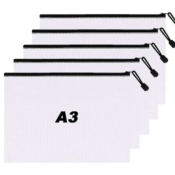 A3 Plastlommer - 10-pakning Glidelås Dokumentmappe