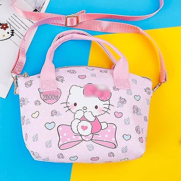 Tecknad Kitty Katt Plånbok Med Snodd Söt Kitty Pu Crossbody Väskor Mobiltelefonväska Myntväska För Kvinnor Flickor