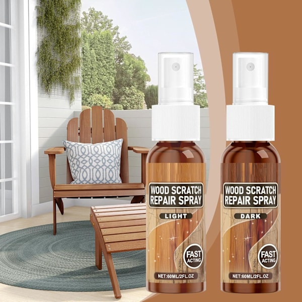 Træridser Reparationsspray, 2 stk. 60 ml Træridser Fjernerspray, Til Trægulvsbord, Filler Eg, Skab, Dør, Finér