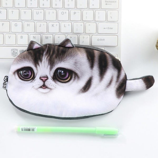 Case Novelty katt Skolartiklar Stationery Present Skola Söt pennfodral C