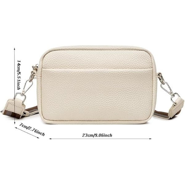 Crossbody-väska för damer, bred rem, medium, svart läder, messenger-väska för damer med justerbar axelrem