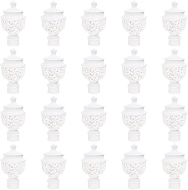 20 stk dekorative endestykker gardinstanghodeplugg PP-materiale enkel elegant design hvit