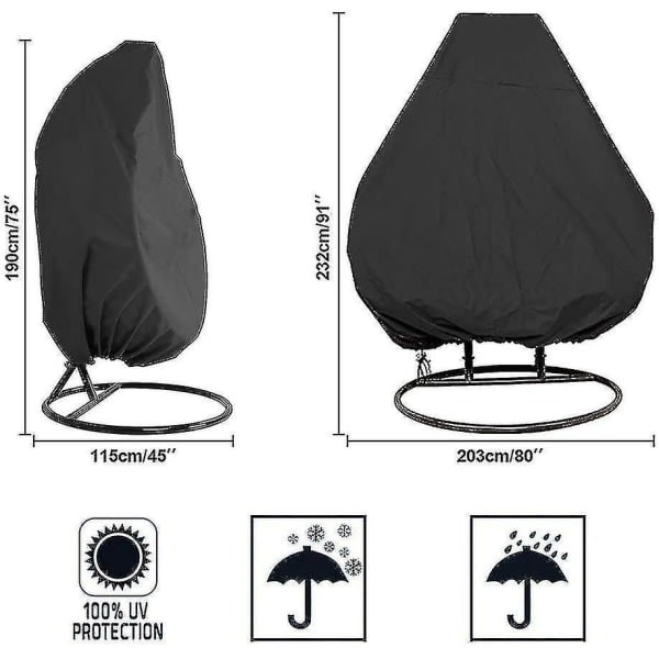 Barsinfi Oxford dragkedja hängande stolsöverdrag 190 X 115 Cm Vattentätt överdrag för trädgård och utemöbler 190 X 115 Cm