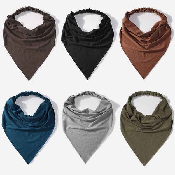 Hårskjerf for kvinner, elastisk stort boho-triangel bandana hodeplagg med klips, sklisikkert ensfarget hårbånd