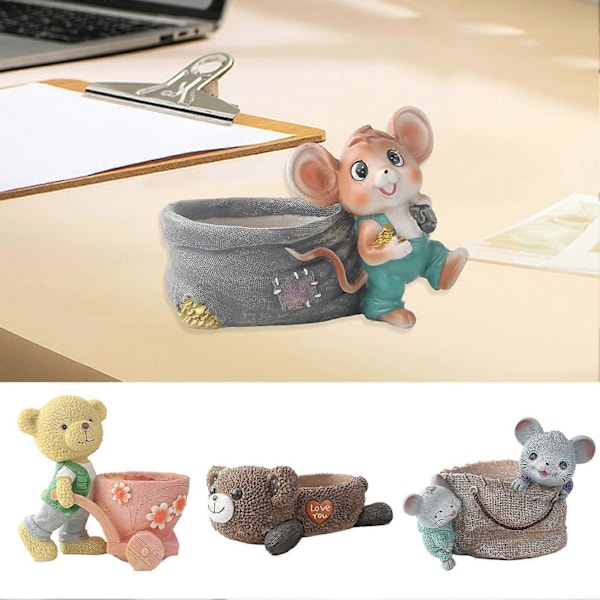 Plantepotte Ornament Tegneserie Dyr Sukkulent Blomsterpotte med Drænhul Resin Fade-resistent Stueplante Potte til Kaktus Bonsai Jikaix C