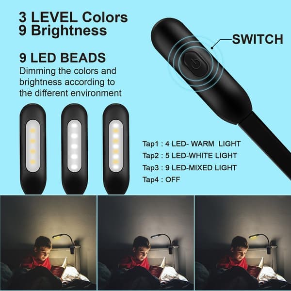 Mighty Bright LED-læselampe, sort metal