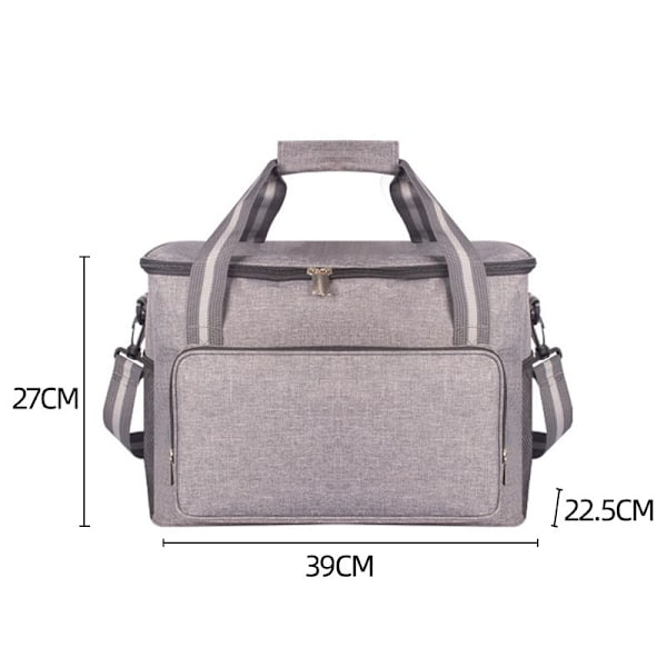 Suuri kylmälaukku ostoskassi pehmeä eristetty piknik perhe kylmälaukku, terminen lounaslaukku kylmälaukku työhön rannalle piknikille retkeilyyn 24L Grey 24L