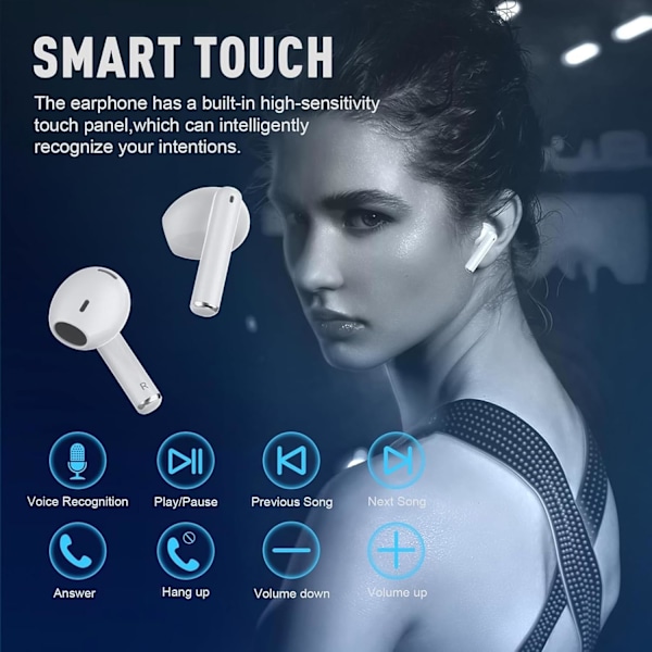 Trådlösa hörlurar, Bluetooth 5.3 in-ear hörlurar med brusreducerande mikrofon, 48 timmars speltid HiFi Stereo Bluetooth hörlurar, för iPhone/Android/IOS