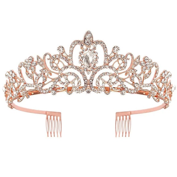 Blå Tiara med Kristallkrona Strass, Perfekt för Flickors Födelsedag, Karneval, Fest & Högtidsfirande Gold