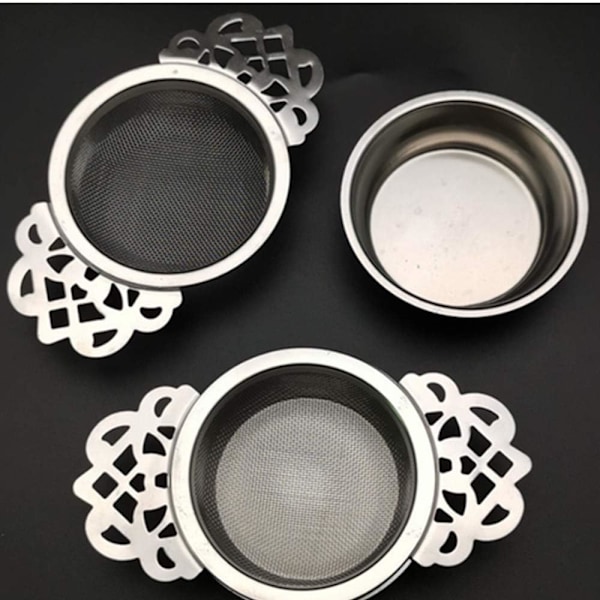 2-pak Filter Te-si med Drypbakker Te-si Rustfrit Stål Si til Løse Te-blade Filter