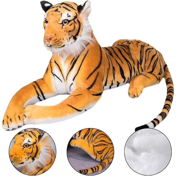 Realistisk tigerleksak, tigerplyschleksak, söt gul tiger-tema plyschleksak, dekorativ tigerdocka, 25 cm
