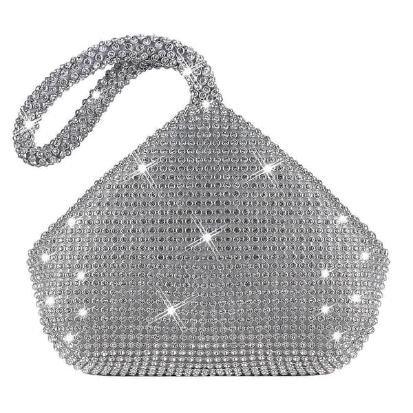 Damehåndvesker med håndleddsstropp og rhinestone krystalldekorasjon Sølvfarget Silvery