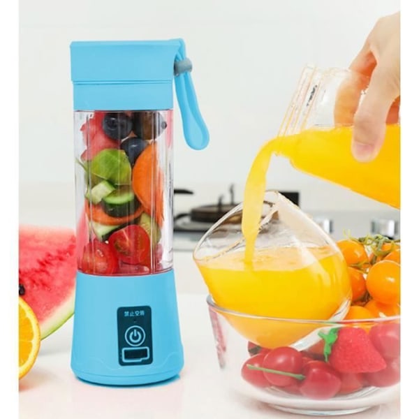 Bærbar Elektrisk Frugt Blender Mini USB Genopladelig Smoothies 380ml Seks Blade Juice Flaske