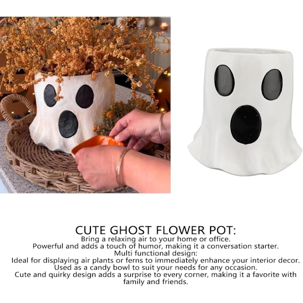 Ghost Bucket Vase Resin Multifunktionel Ghost Blomsterpotte Plantepotte Plantekasse til Entré Kaminhylde (S)