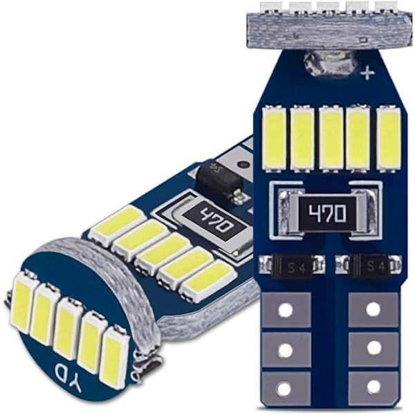 10 kpl T10 W5W LED-polttimoita Canbus Virheetön SMD 4014 Auton LED-lamput 194 168 2825 Valkoinen 6000K, Pysäköintivalot DC 12V