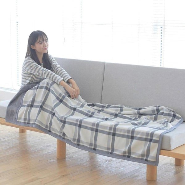 Lady Multifunktionell Dubbelskiktad Tartan Plaid Filt, Halsduk Sjal Bärbar Filt Mjuk Sjal, Stor Varm Mjuk Sjal Wrap, Filt Vinter Varm off-white