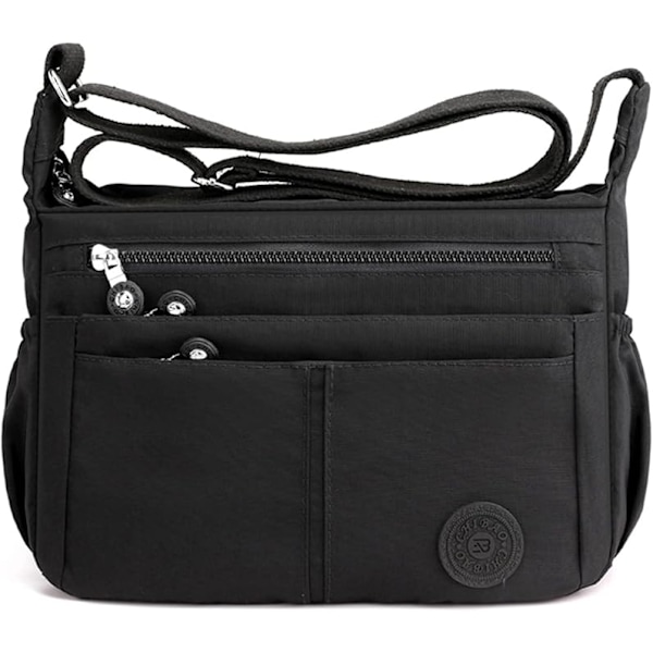 Skuldertasker til kvinder, Crossbody taske, Ultralet telefontaske, til arbejde, fest, bryllup, Vandtæt nylon Crossbody taske Black