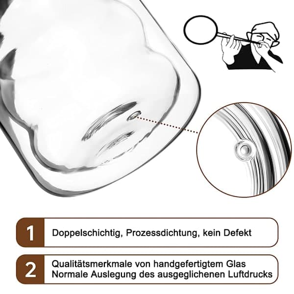 Latte Macchiato-glas, dubbelväggigt 350 ml, kaffeglas, termosglas