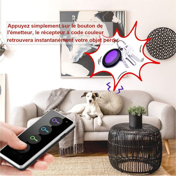 Avaimenetsin, 80DB langaton RF 39,6 metrin toiminta-alueella, kaukosäädin LED-taskulampulla, jalusta