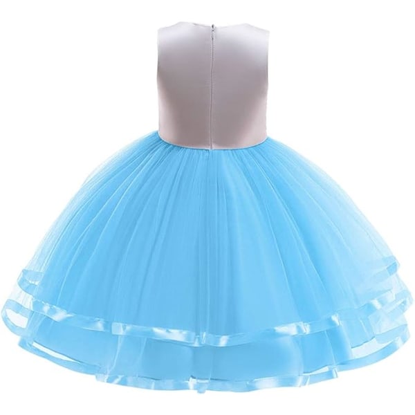 Barn Enhörningsdräkt Klänning, Flicka Enhörningskjol, Blommor Flicka Ärmlös Festkläder, Födelsedagskläder Festkläder Blue 110cm
