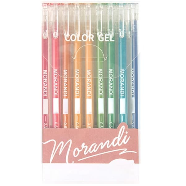 Gelpenne (0,5 mm), assorterede farver, 9 stk.