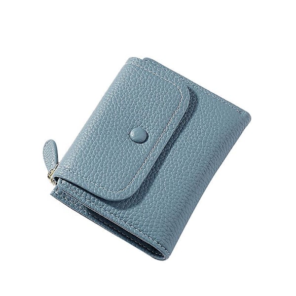 Dam 2-faldig Plånbok Läder Kort Börs Dam Flickor Korthållare Clutch Väska Enfärgad Blue