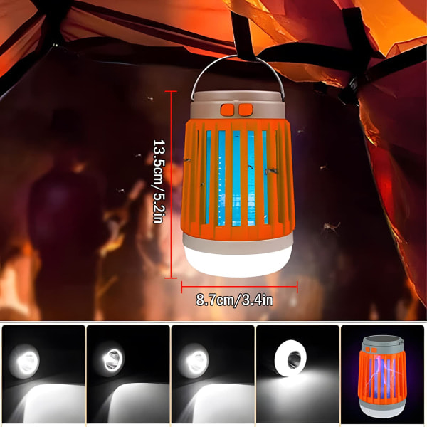 Myggdödare, 2024 ny solcellsladdad vattentät myggdödande lampa, bärbar lämplig för trädgård, camping och picknick Orange belt hook 1 piece