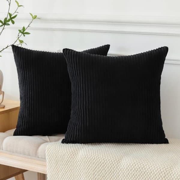 Pudebetræk - Sofa- og stuedekorationer - Sort - Sæt med 2 - 40 x 40 cm