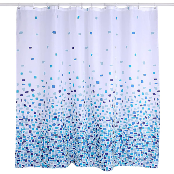 Mosaik Blå Bruseforhæng Anti-Skimmel, Meldug Resistente | Størrelse 180x180 cm (71 x 71 tommer) | Vandafvisende Stof | 100% Polyester (Mosaik Blå)