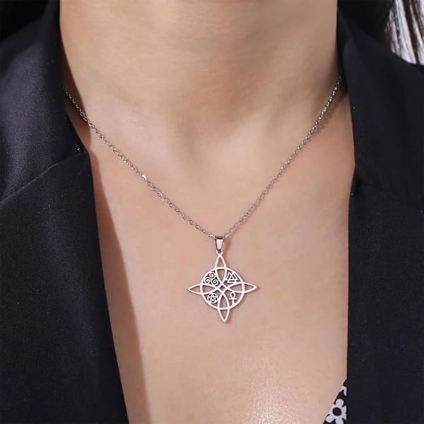 Heksekno Halskæde, Rustfrit Stål, Keltiske Amulet Vedhæng, Ærkeenglens Segl. Beskyttelses Talisman, Hellig Geometri